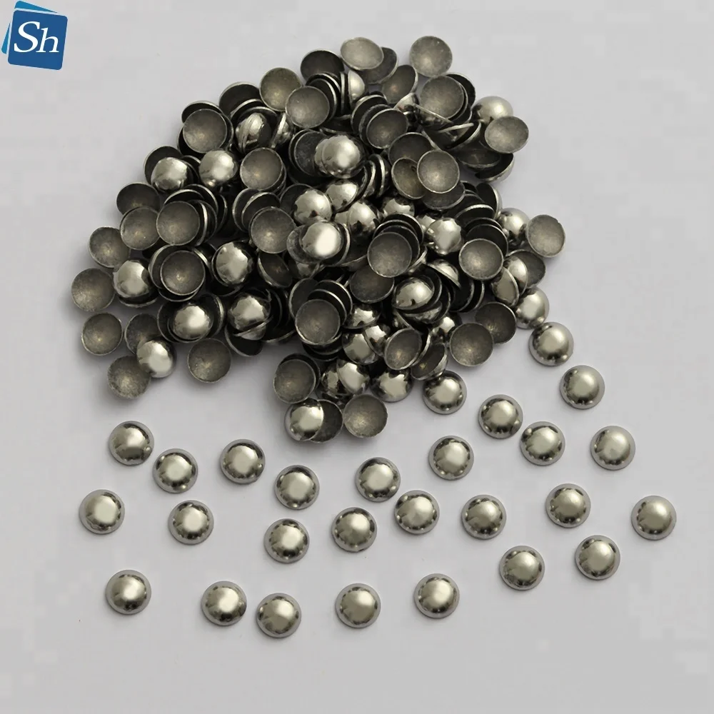 Wholesale Best Quality  Hot Fix Half Round Heat Transfer Dome Studs Iron On Aluminum Metal Studs