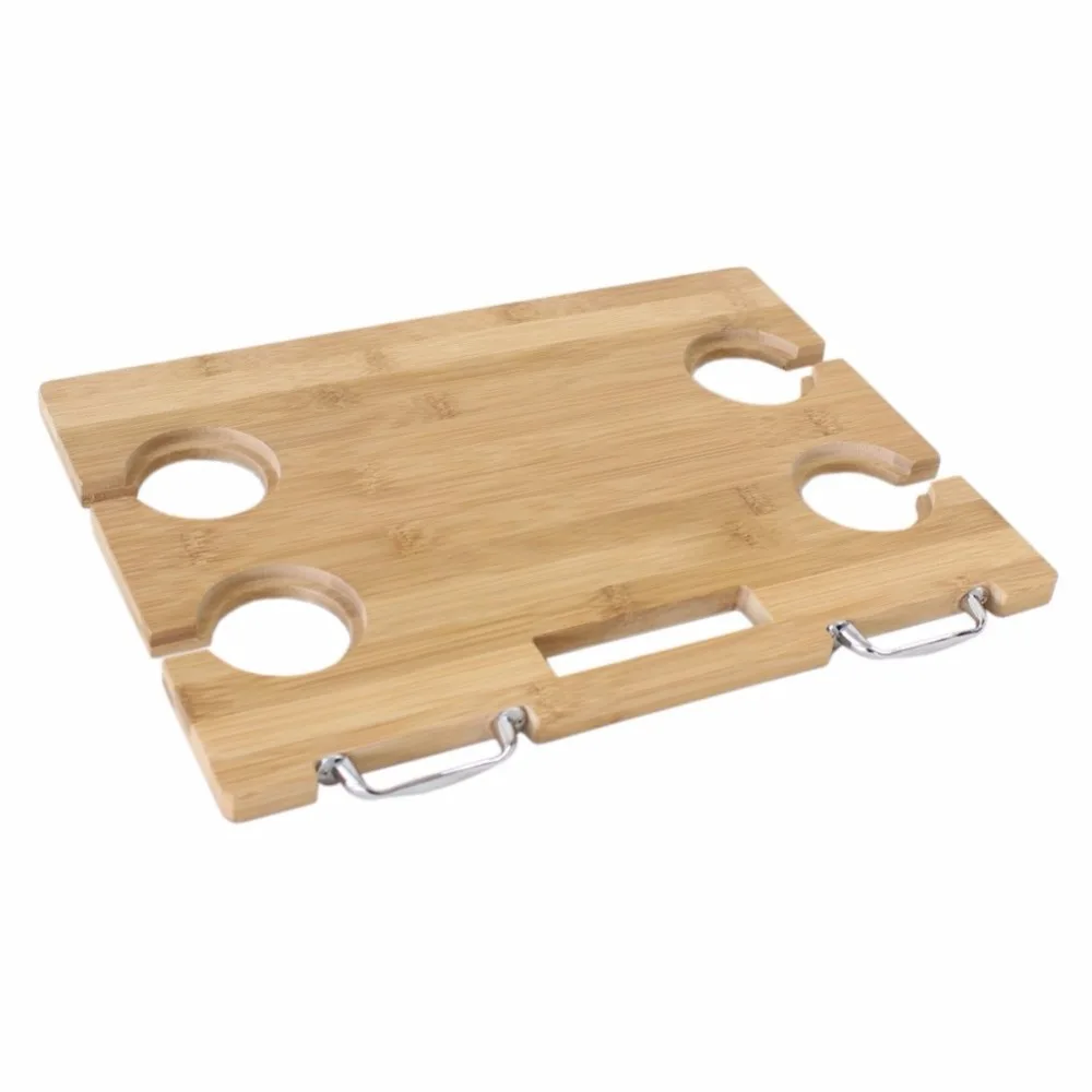 Portable and Foldable Wine and Snack Table for Picnic