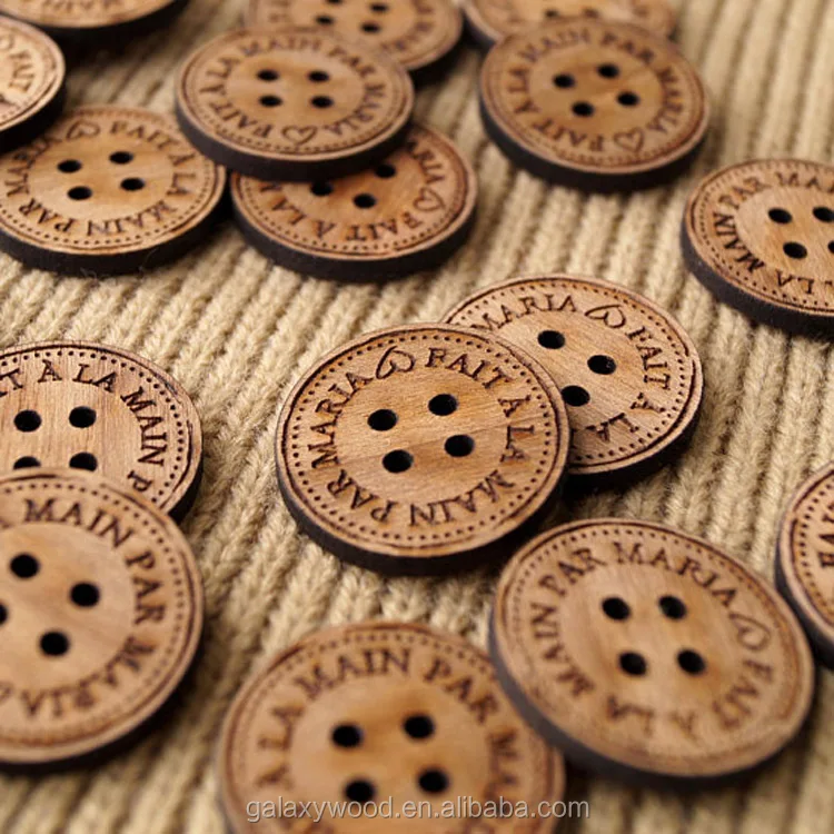 custom size 20mm 25mm Natural Color Handmade wood Buttons For Shirts