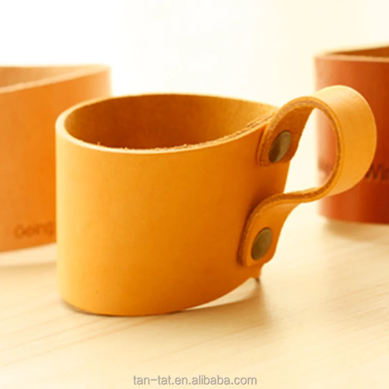 Organic Real Leather Mason Jar Holder Coffee Cup Sleeve