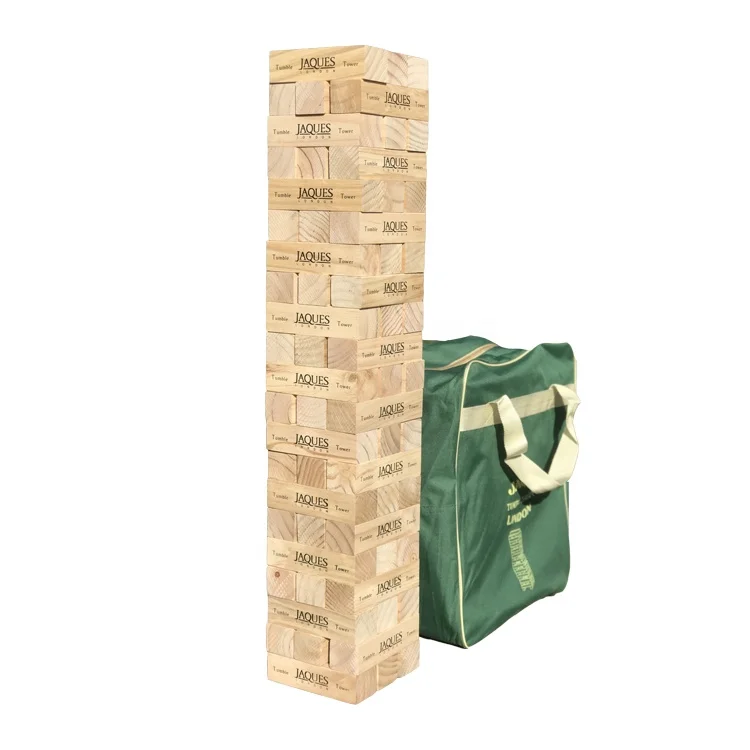 Outdoor Games Wooden Tumbling Tower Jumbo Toppling Wood Block Stacking Tower With Logo Printing