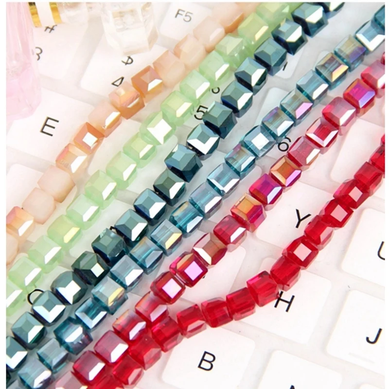 Wholesale Square Crystal Glass Beads Cubed Shape For DIY Chandeliers Decoration 4 mm 6 mm 8 mm