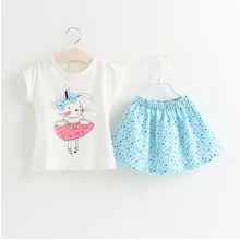 Grils Fashion Clothing Sets Brand Summer Style Cartoon girls clothing short sleeve T shirt dress Kids