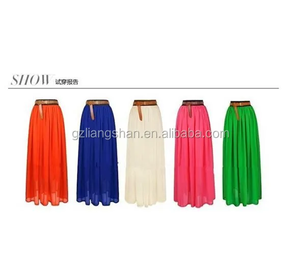 Custom women lady casual loose blue plain long elegant maxi skirt