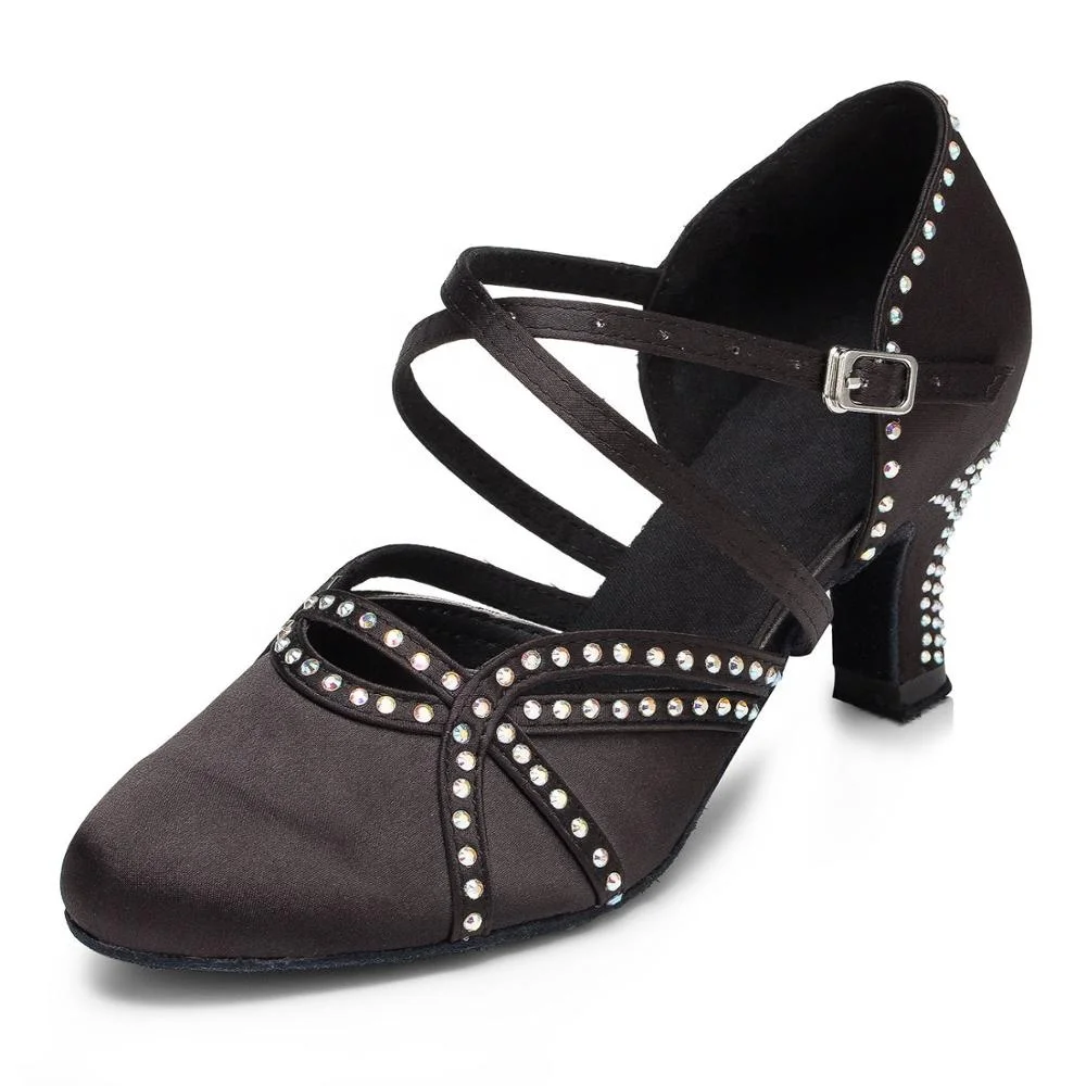Женские туфли для латиноамериканских танцев L161, мягкая обувь из сатина и страз, обувь для сальсы