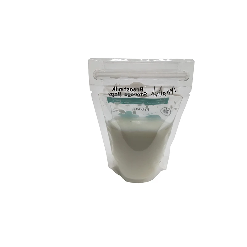 
Custom printed clear transparent double zipper leaknessproof stand up liquid packaging bag bpa free breast milk storage bags 
