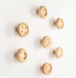 Wood button hook creative wooden hook traceless wall hanging coat and hat hook