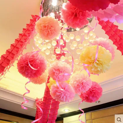 
Hot selling 4/6/8/10/12/14/16 inch hanging Paper Tissue Pom Flower for Wedding Decorations 