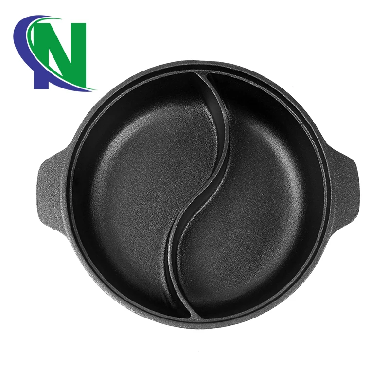 Cast Iron Hotpot Cooking Pot With Divider
