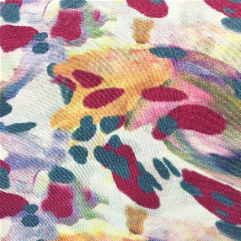 Custom new design high quality digital printed lotus silk fabric