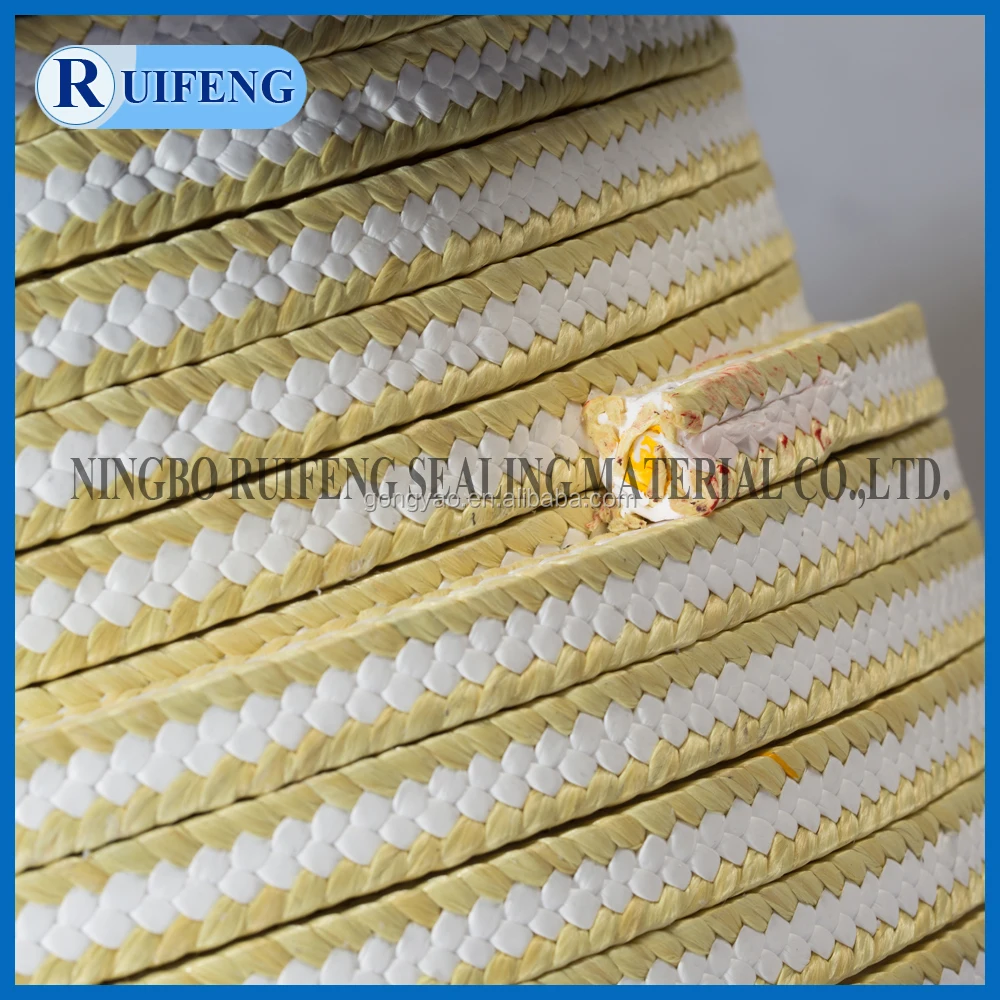 Kevlar  PTFE braided square gland Packing with  aramid in corner