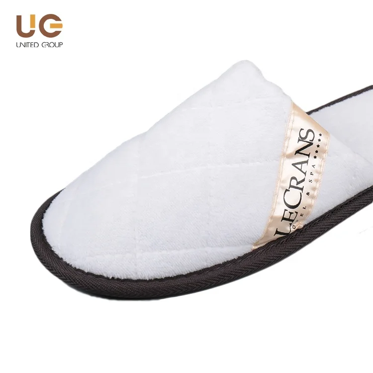 China Factory Hotel Supplies White Cotton Velvet Luxury Hotel Spa Disposable Slippers for Guest