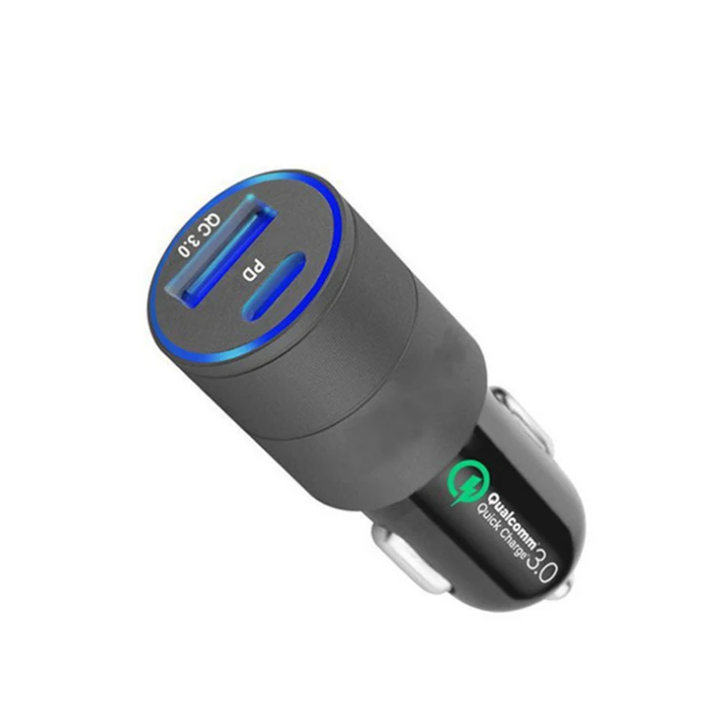 
QC 3.0 PD TYPE-C dual port Dual USB Fast Car Charger Adapter Compatible vehicle charger for iPhone X- Galaxy S10 S9 S8 S7 S 