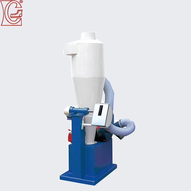 
shoe sole forming or trimming machine with blue and white 