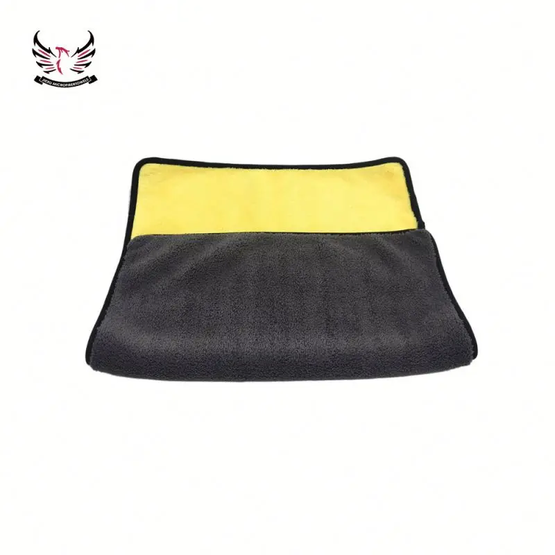 Car Towels Microfiber Drying Car Cleaning Cloth Automotive Detailing Dual Layer Wax Polishing Detailing Towel 600GSM,Orange/Gray
