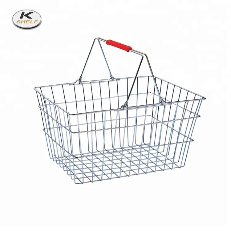 Grocery Shopping Used Plastic Coated Wire Basket