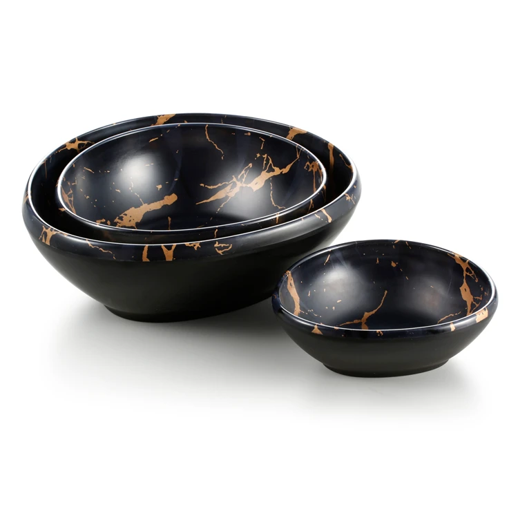 Metallic flower black matt melamine serving Indian bowl