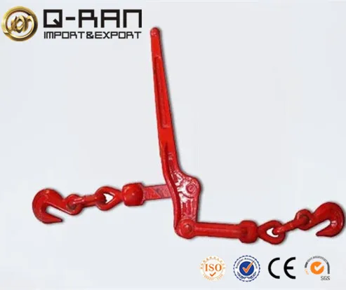 Red Painted Spring Ratchet Type Chain Load Binder with Hook