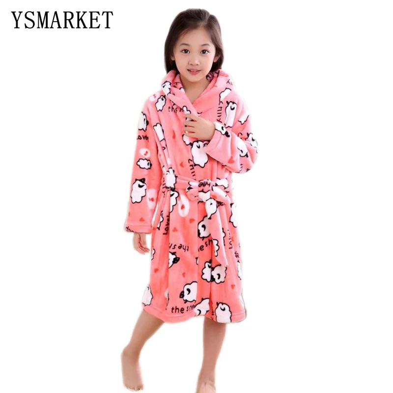 
fashion children bathrobes 6 12 years children bathrobes carol fleece winter robes Kids Hooded Bath Pajamas 
