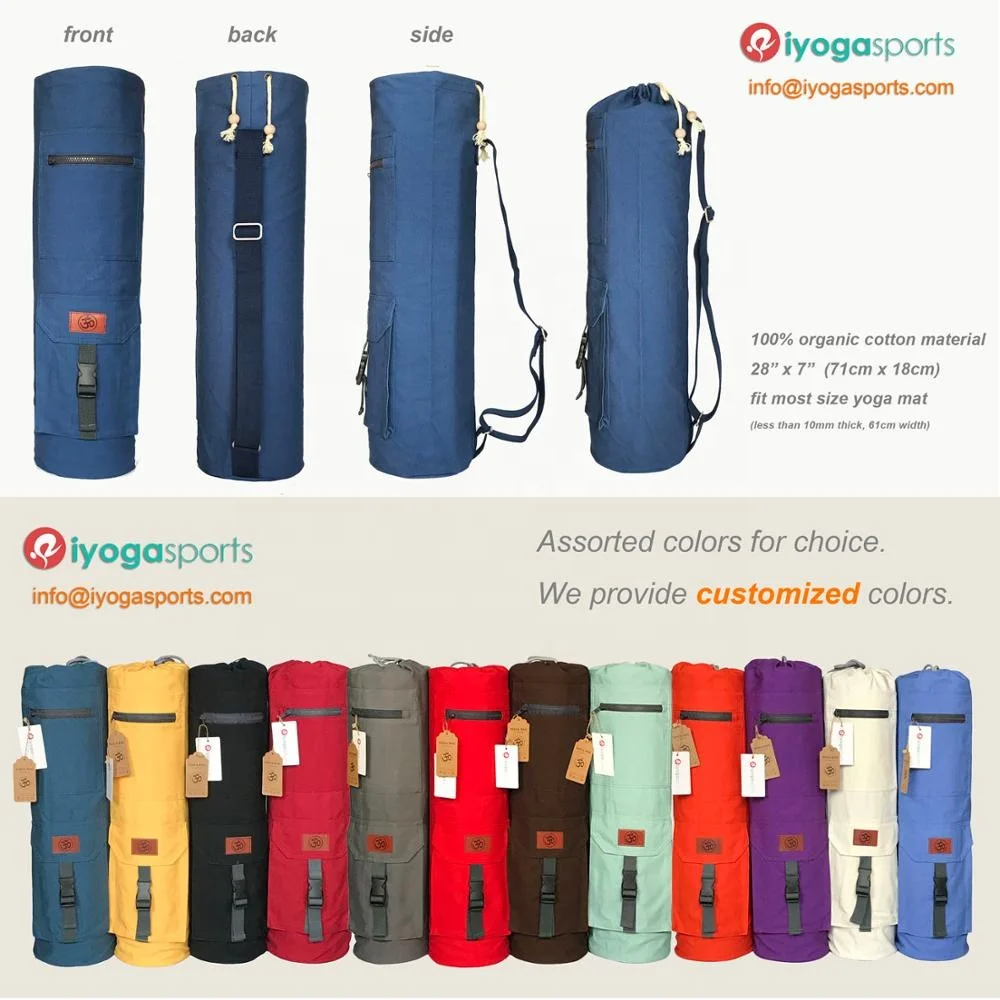 
100% organic cotton yoga mat bag high quality cotton yoga bag with 2 pocket designed by iyogasports 