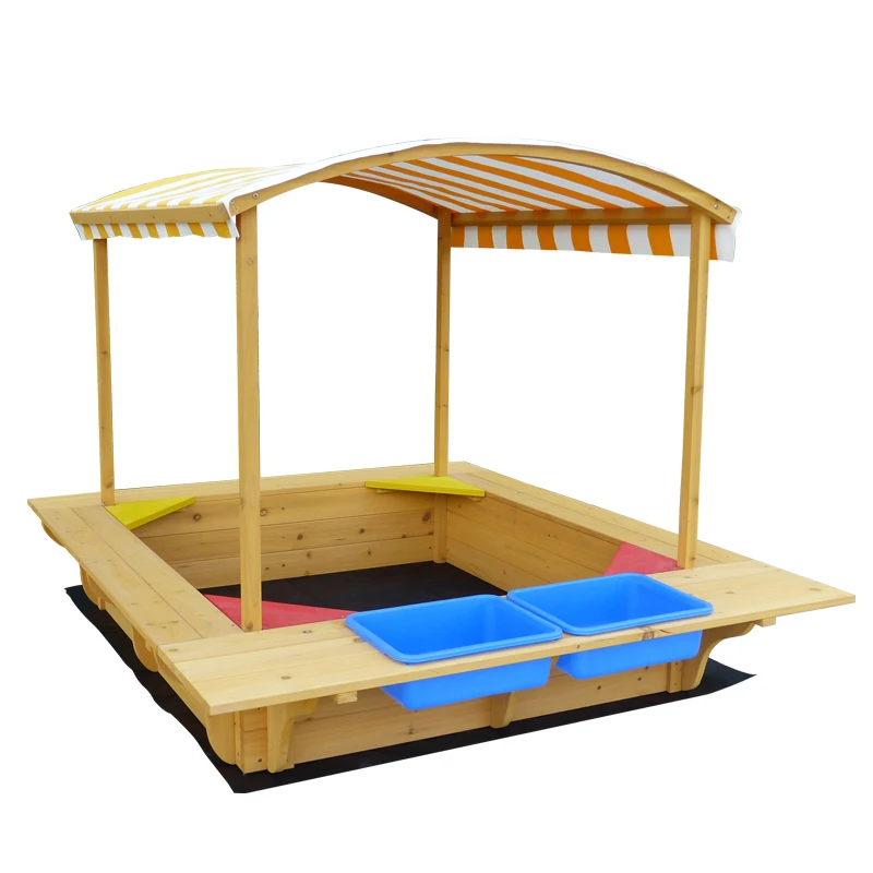 Outdoor wooden canopy kids sandpit popular design
