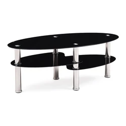 New design latest popular modern black glass top coffee table for living room