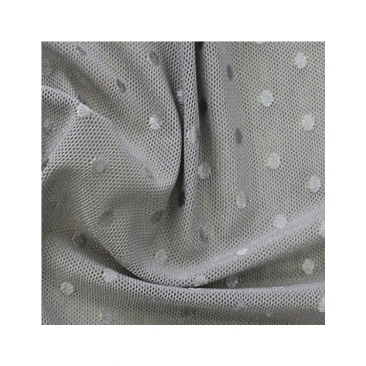 White 110gsm Polyester Knitted Jacquard Dot Fabric
