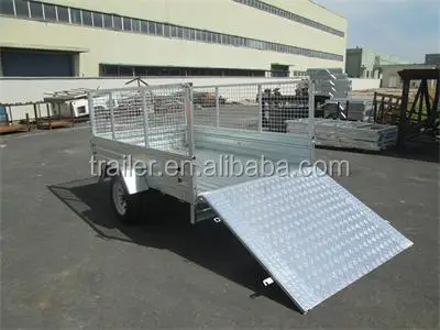 hot sale 6x4, 7x4, 7x5, 8x5 hot dipped galvanized cheap farm used aluminium ramp cage trailer