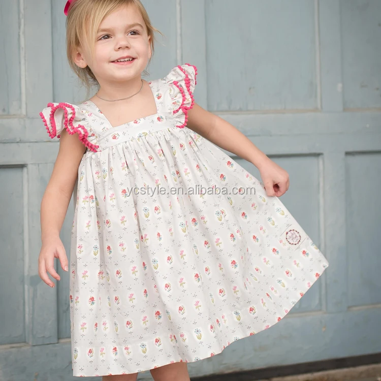 baby girl clothes smock dresses for summer holiday,boutique frilly sleeve with backless dress for toddler girl