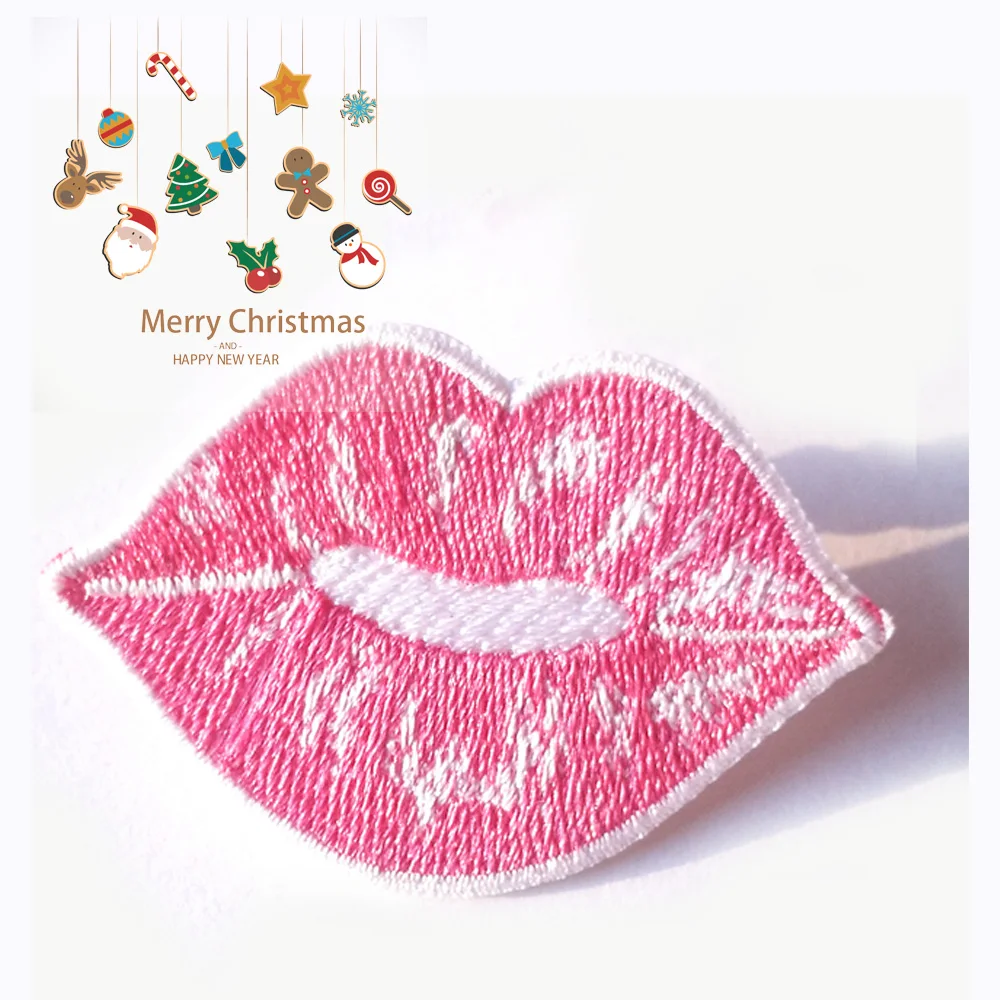 
New Trend Custom Iron On Lips Embroidery Patch Wholesale For Garment 