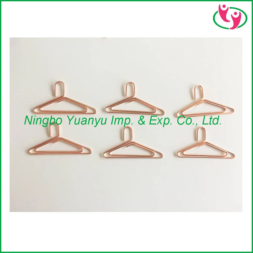 Popular Rose Gold Mini Hanger Shaped Paper Clips for Promotion