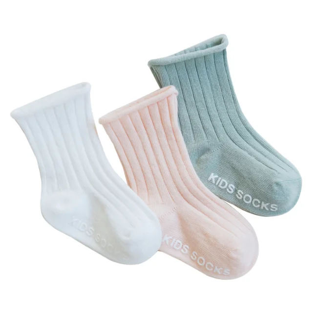 Double needles loose baby socks 0-3-5 years old anti slip tube baby socks newborn socks