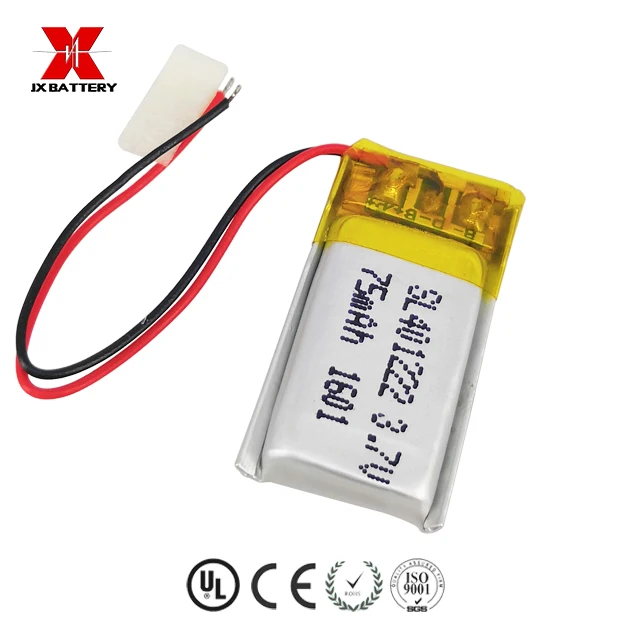 Rechargeable Lithium li polymer battery 3.7v 75mah 401222