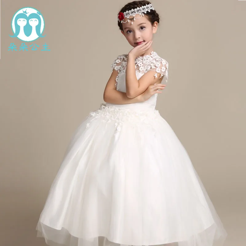 Very latest new model short sleeve girl first dress lace alibaba online flower girl dresses with 100-160cm