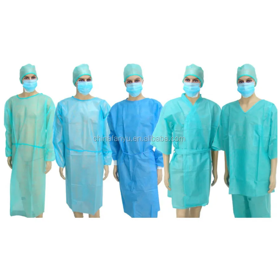 
disposable SMS PP isolation gown and surgical gown with different size and color 