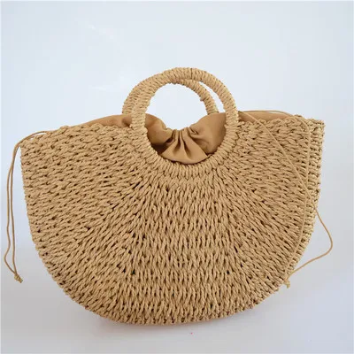 Eco-Friendly Summer Beach Lady Handmade Paper Shopping Straw Basket Bag