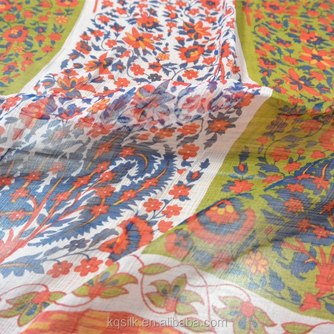 
Indian sari positioning print small flower robe 100% silk chiffon crinkle georgette fabrics 