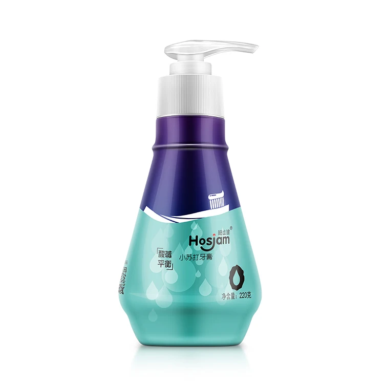 220g eco friendly pump paste food grade baking suda whitening toothpaste with private labels