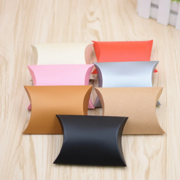 Factory machine made Kraft custom pillow boxes mini paper box paper folding gift box