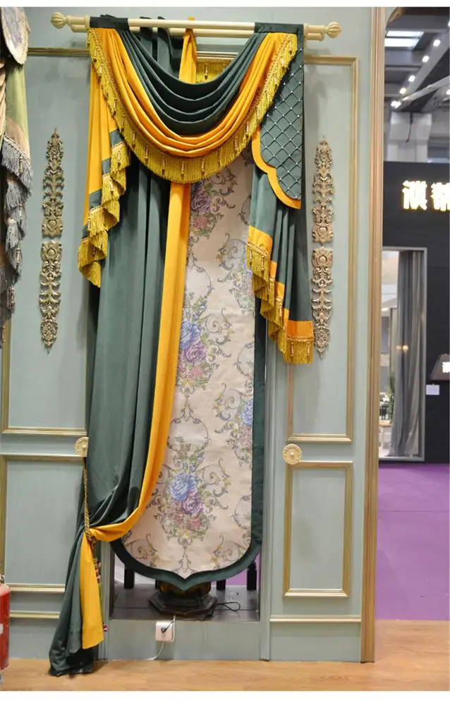 High-end custom elegant fabric American curtain retro living room decorative solid color chenille curtain Sylia(BY12-A10010)