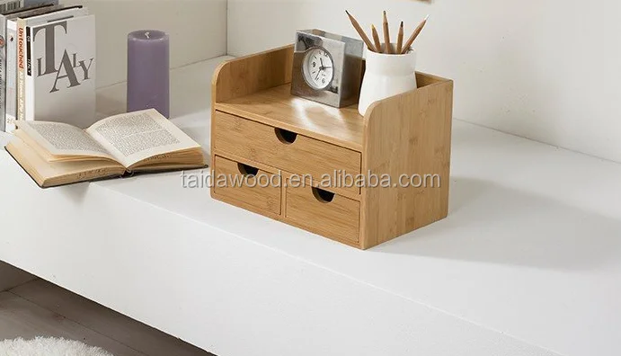 
Desktop Organizer 3-tier Mini Desk Makeup Organizer with Drawers Bamboo Brown 