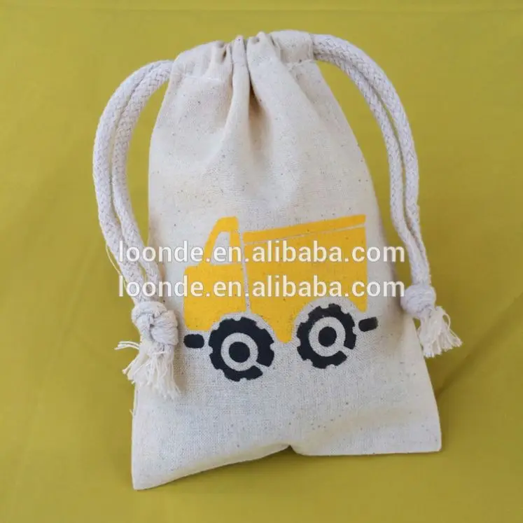 
Recycled sealable muslin truck favor or loot bag for sweetie 