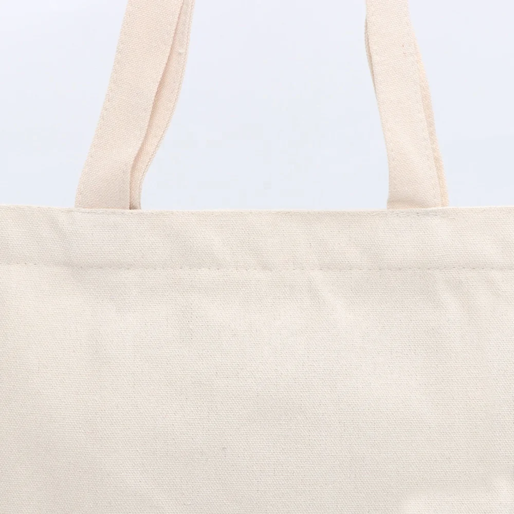 Custom Reusable Canvas Cotton Zipper Tote Shoulder Shopping Bags with inside pocket Zipper