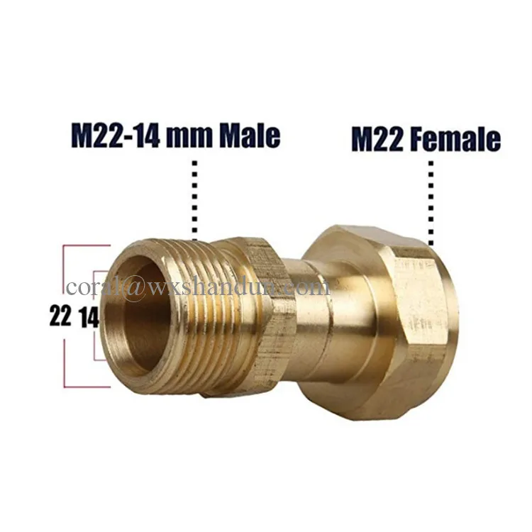 3000 PSI  Kink Free Gun to Hose Fitting, Anti Twist Metric M22 14mm Connection, Pressure Washer Swivel Joint