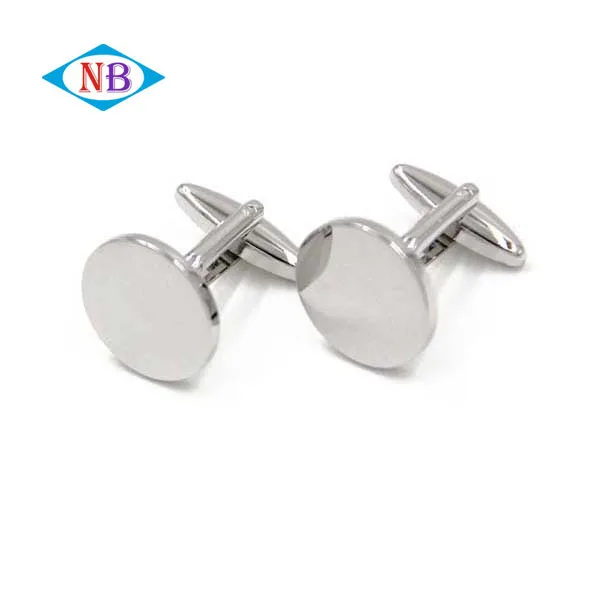 Высококачественные пустые круглые запонки Hig, Заказные мужские серебряные запонки