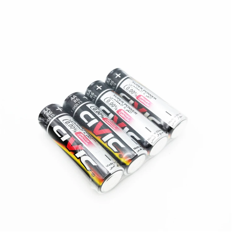 Супер мощность марганцево-Цинковый аккумулятор R6 AA UM-3 1 5 V термоусадочная упаковка для