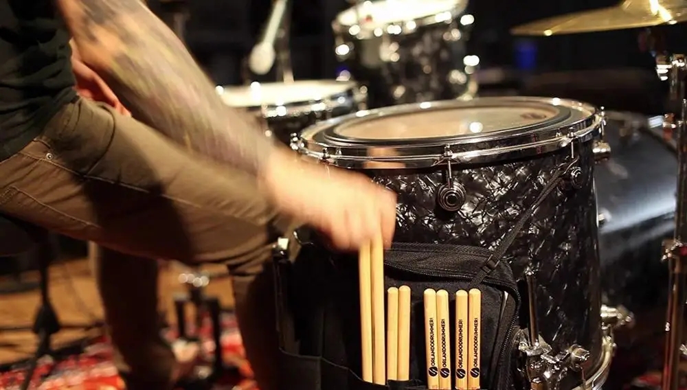 Custom classic drum stick bag mallet pouch with outside pocket and floor tom hooks