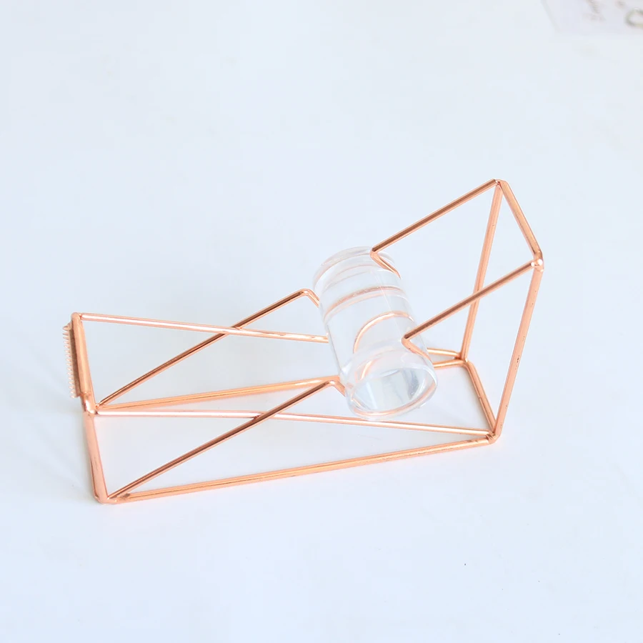 Amazon Hot-sale Office Supplies Stationery Mini Adhesive Tape Holder Rose Gold Metal Gummed Tape Dispenser For Paper