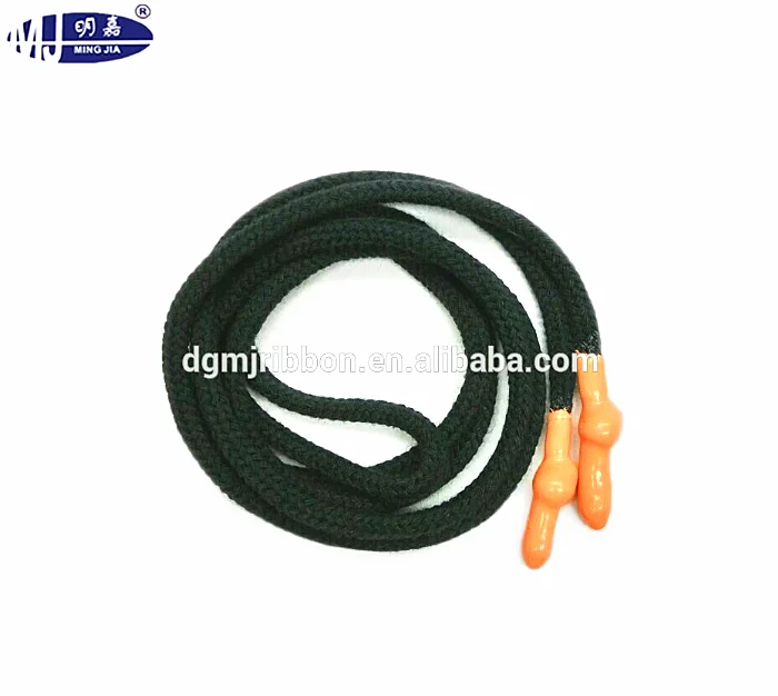 Round cotton draw cords for hoodie with silicone ends