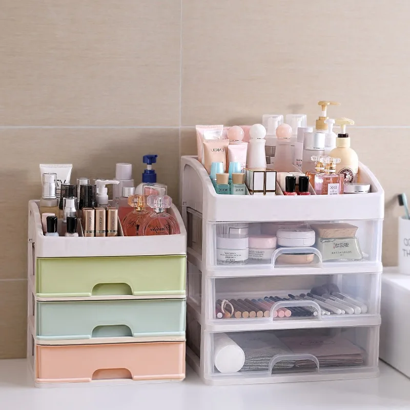 
Promotion high quality 3 tiers clear plastic tabletop storage drawer 